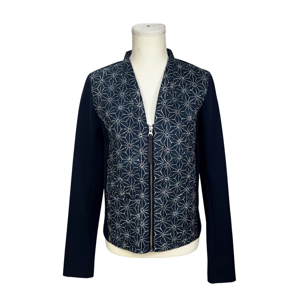 Lululemon Zip Jacket Navy Quilted Star Sz 6 RARE LE Japanese Sashiko Athleisure